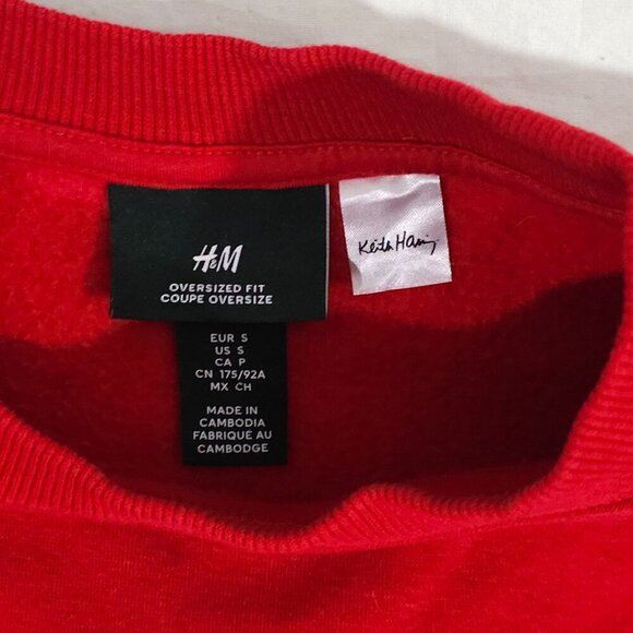 Keith Haring H&M Oversized Fit Red Sweatshirt N.Y.C. Brasil 1986 Graphic Small - Picture 5 of 6